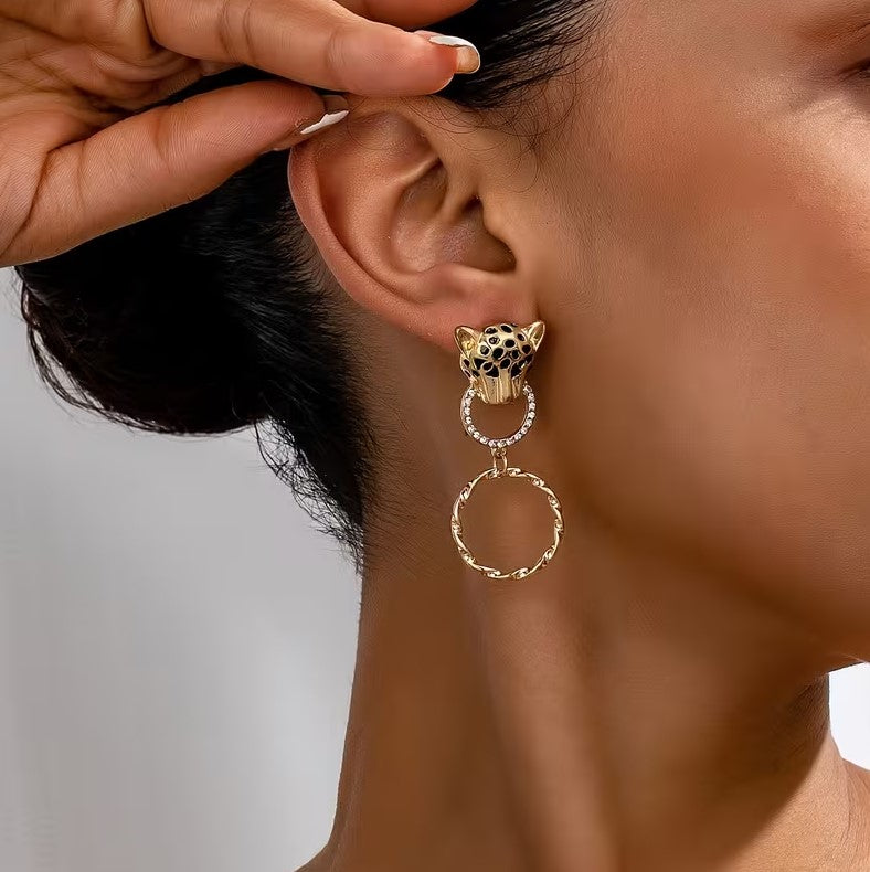 Leopard Doorknocker Earrings