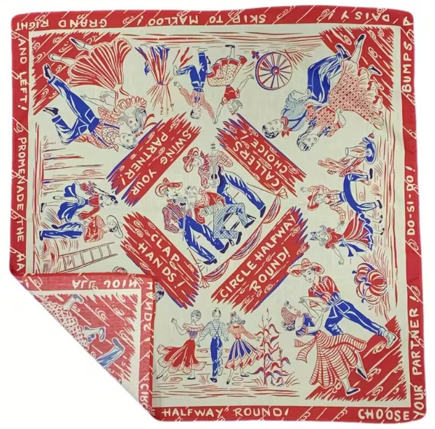 Cotton Square Dance Scarf: Red
