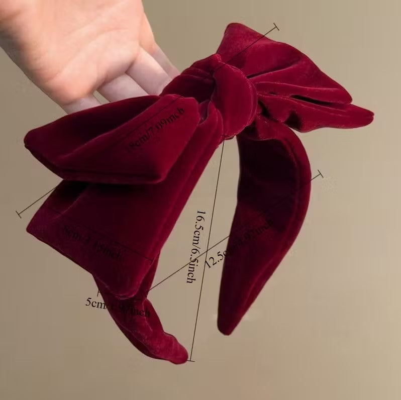 Velvet Bow Headband: Wine