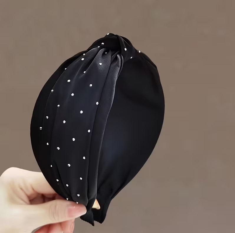 Satin Rhinestone Knotted Headband
