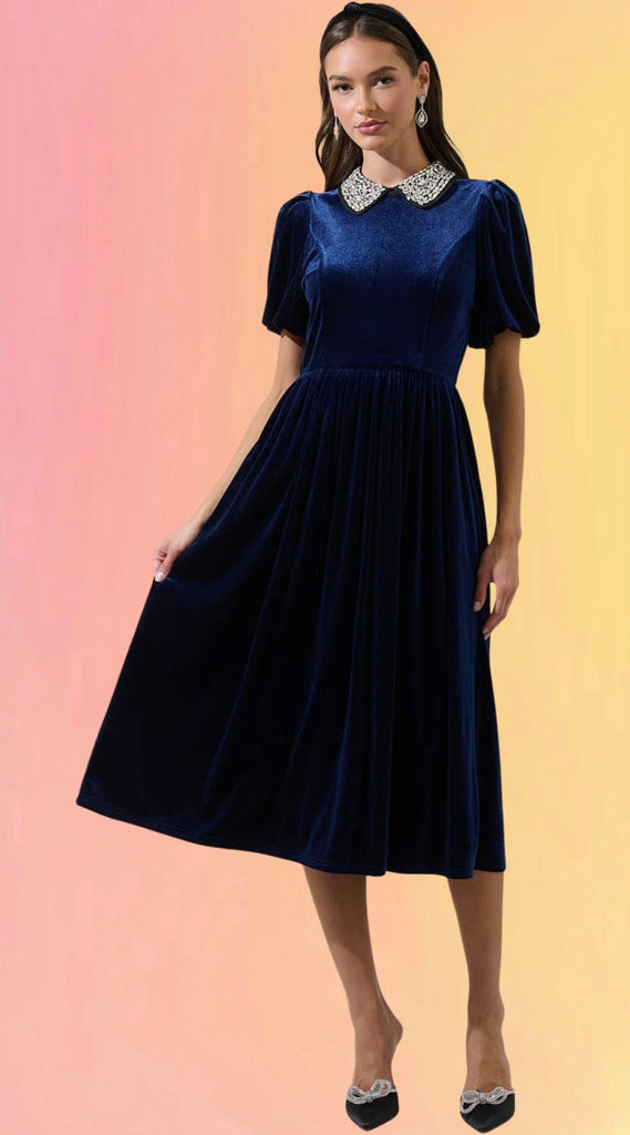 J'Adore Rhinestone Velvet Dress