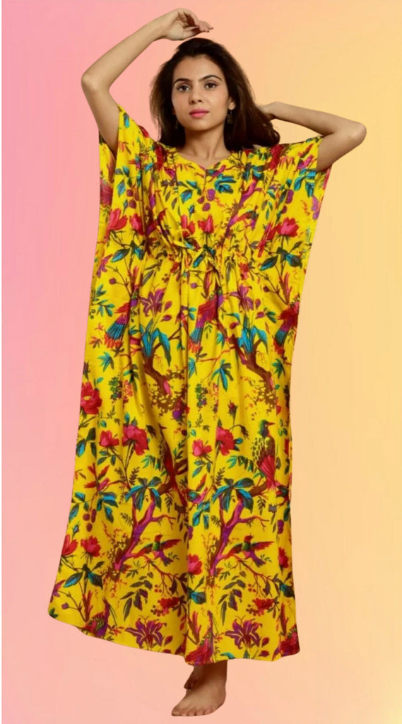 Sunny Jungle Bird Print Caftan