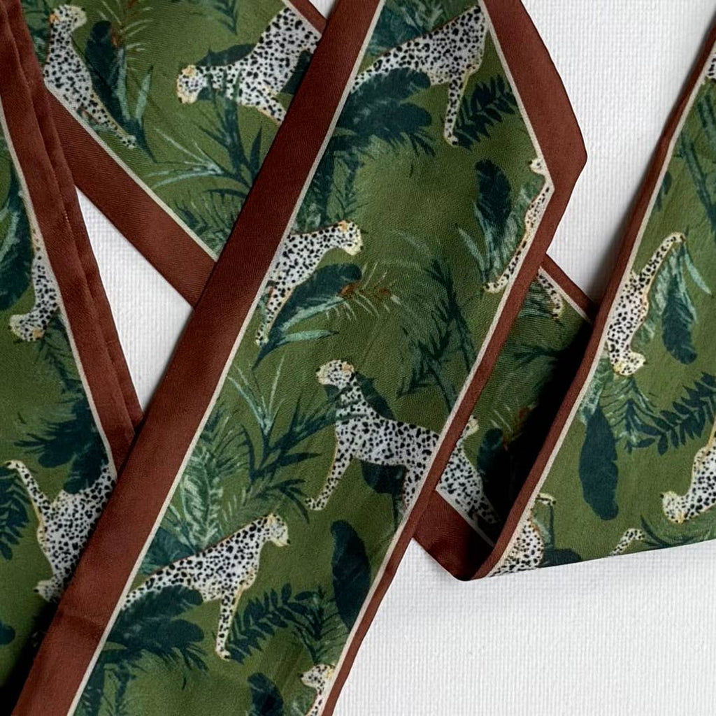 Skinny Twilly Scarf: Jungle Cats