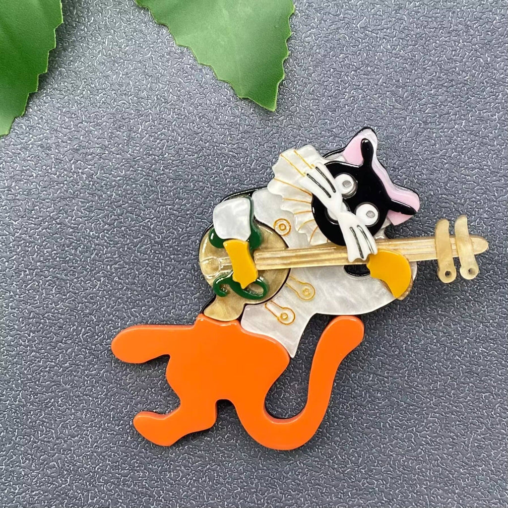 Musical Cat Acrylic Brooch