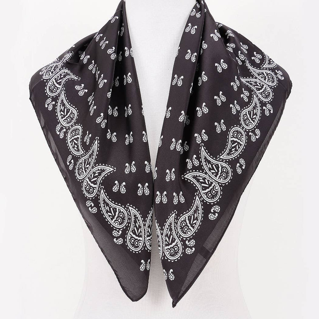 Black Silky Western Bandana