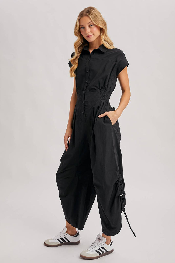 Cotton Utility Shirting Jumpsuit