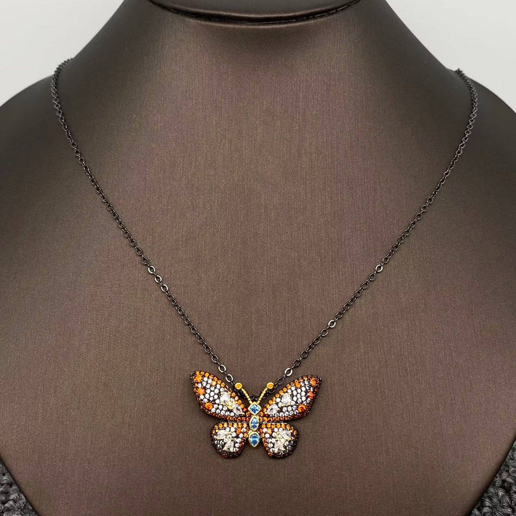 Zirconia Black Butterfly Necklace