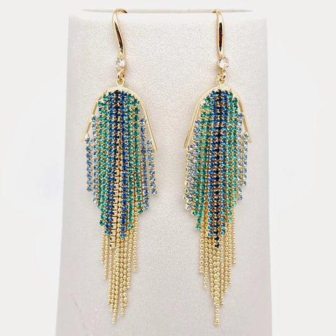 Seed Bead Drop Ball Earrings: