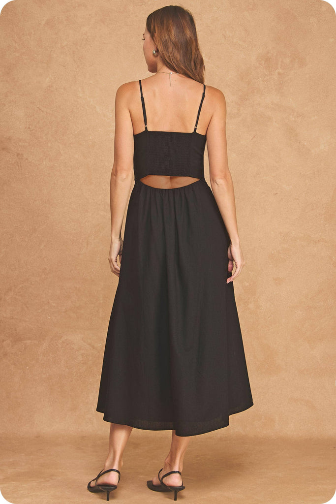 Floral Applique Back Midi Dress
