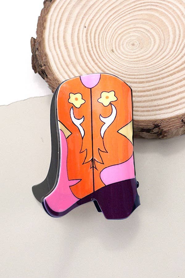 Cowboy Boot Hair Claw: Rawhide