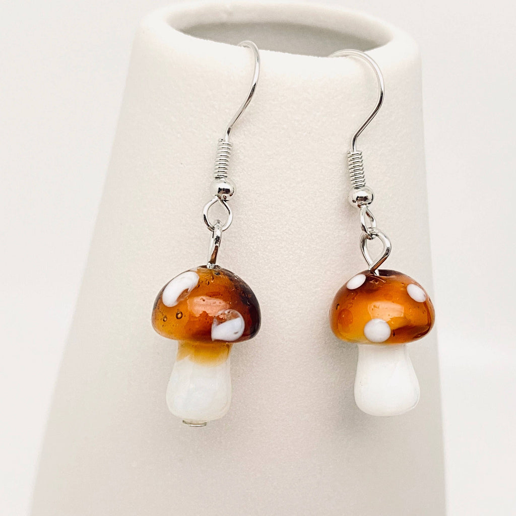 Tiny Glazed Mushroom Earrings