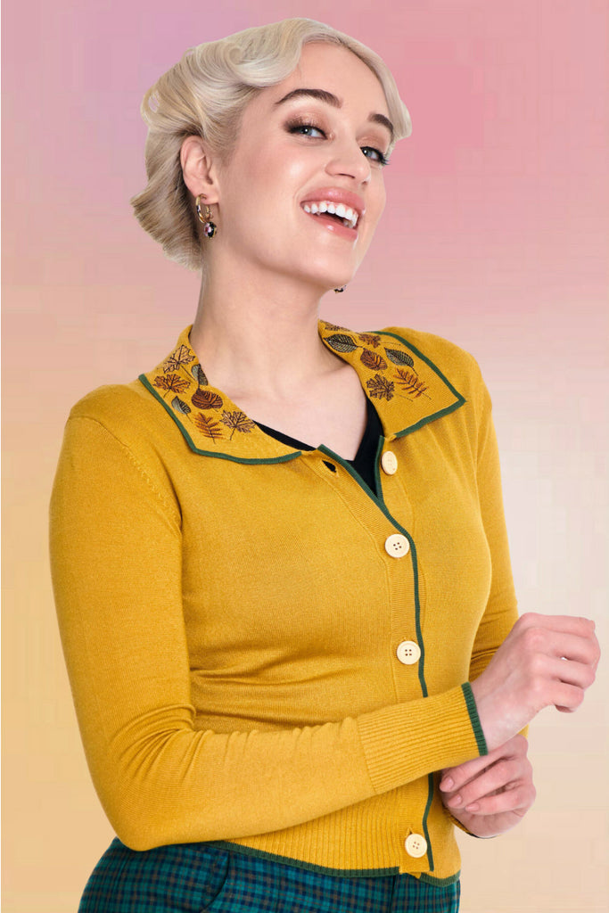 Leaf Embroidered Cardigan