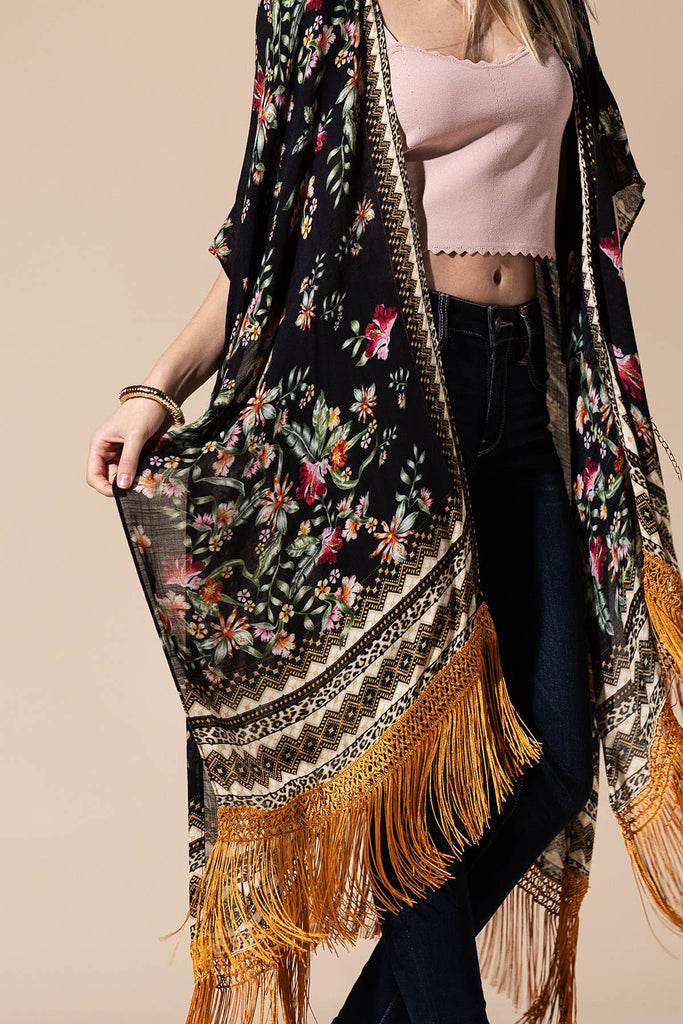 Floral Fringe Kimono