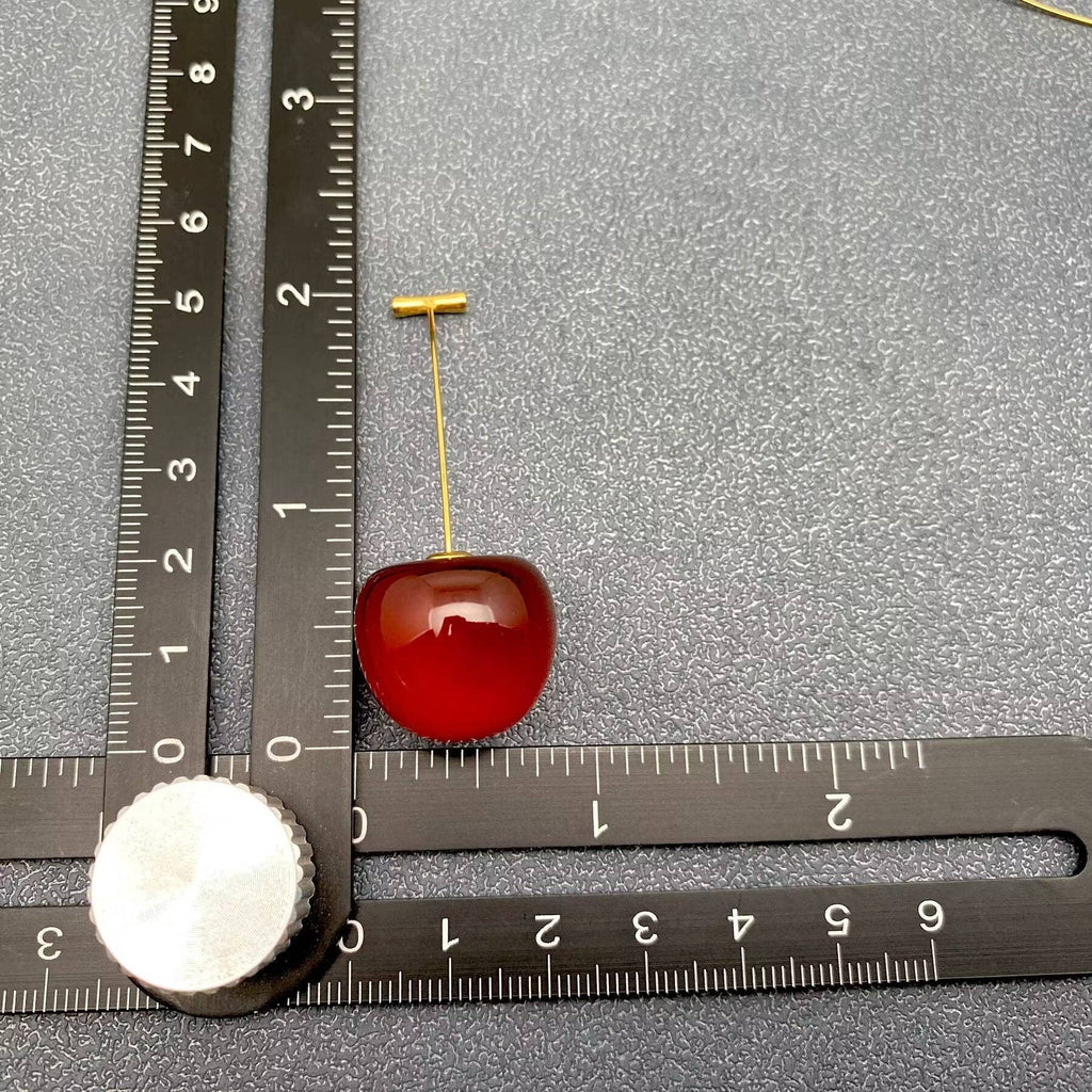 Resin Cherry Gold Plated Earrings