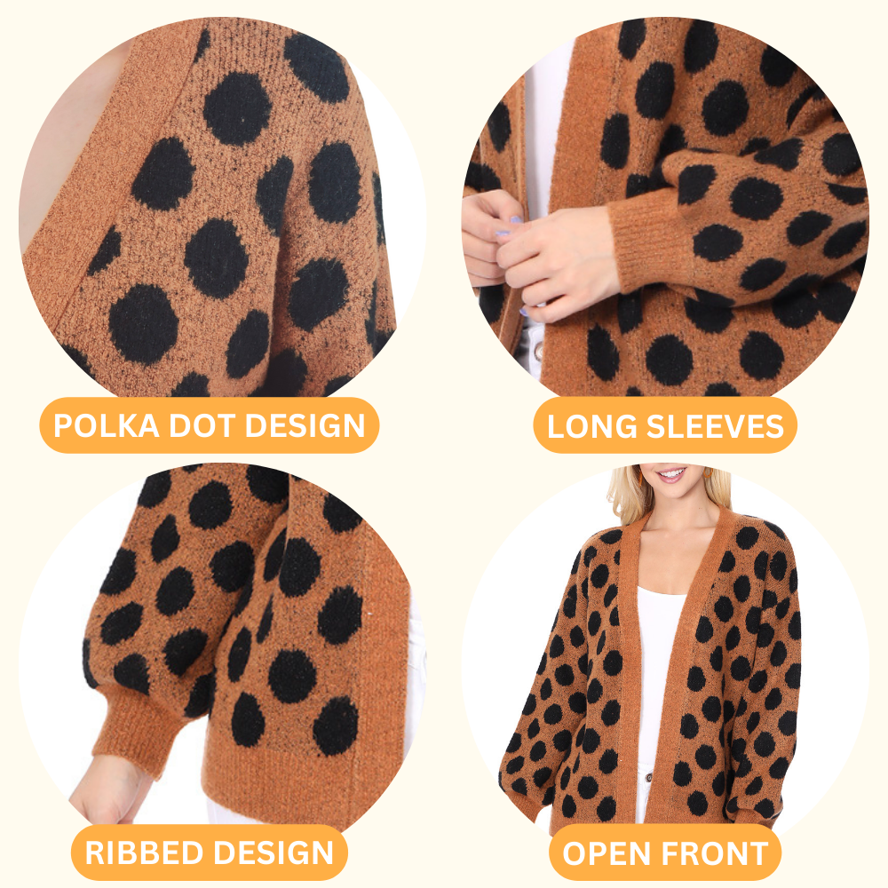 Polka Dot Open Front Cardigan
