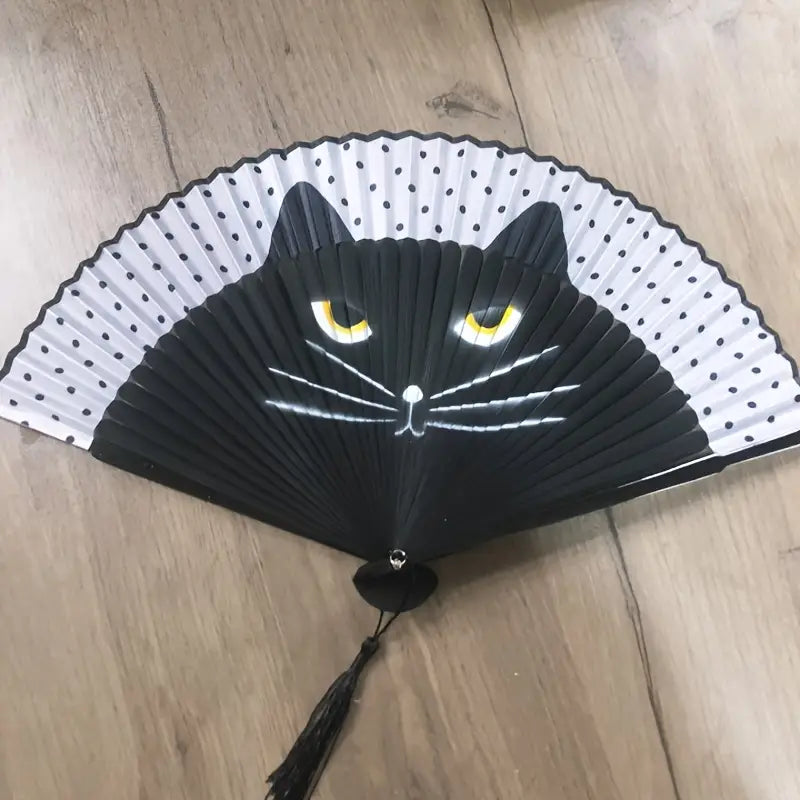 Black Cat Hand Fan