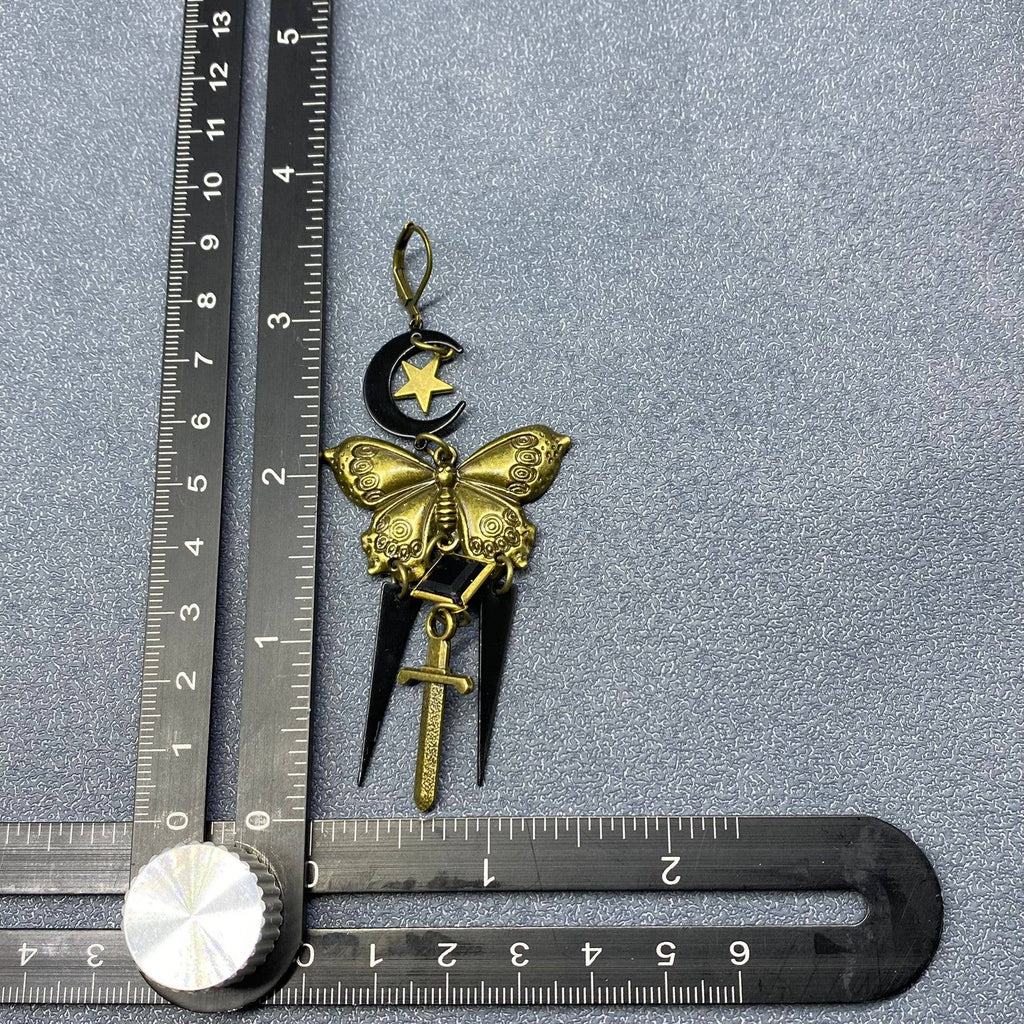 Bronze Butterfly & Sword Earrings