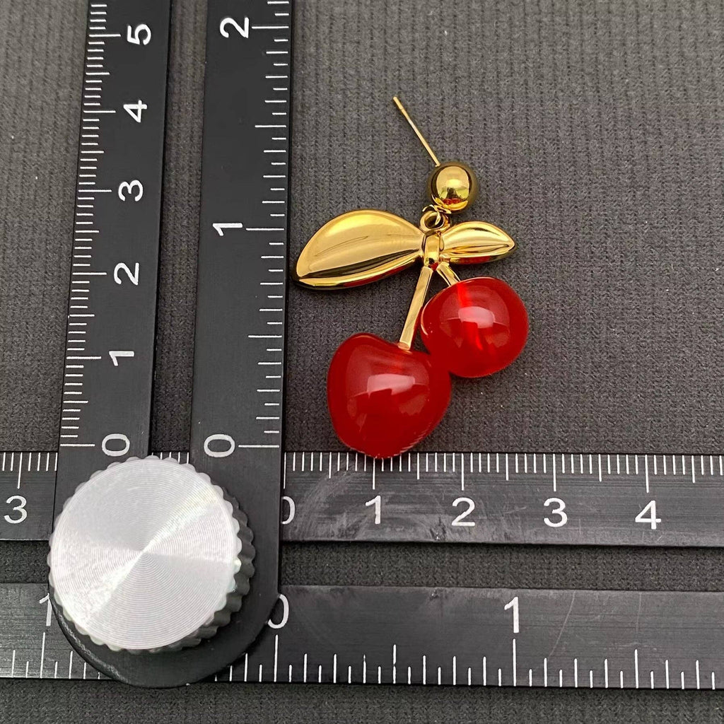 Cherry Charm 18K Gold Plated Earrings