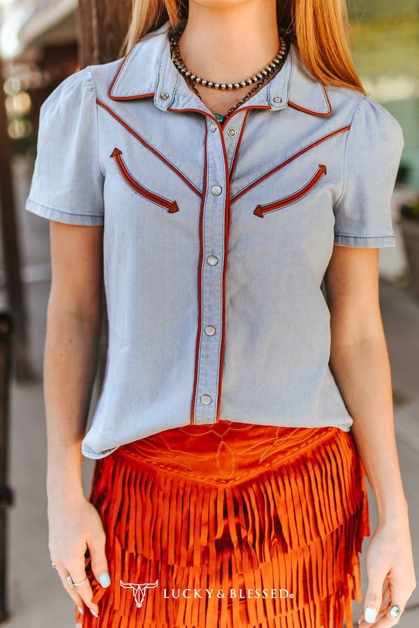 Soft Light Denim Western Shirt