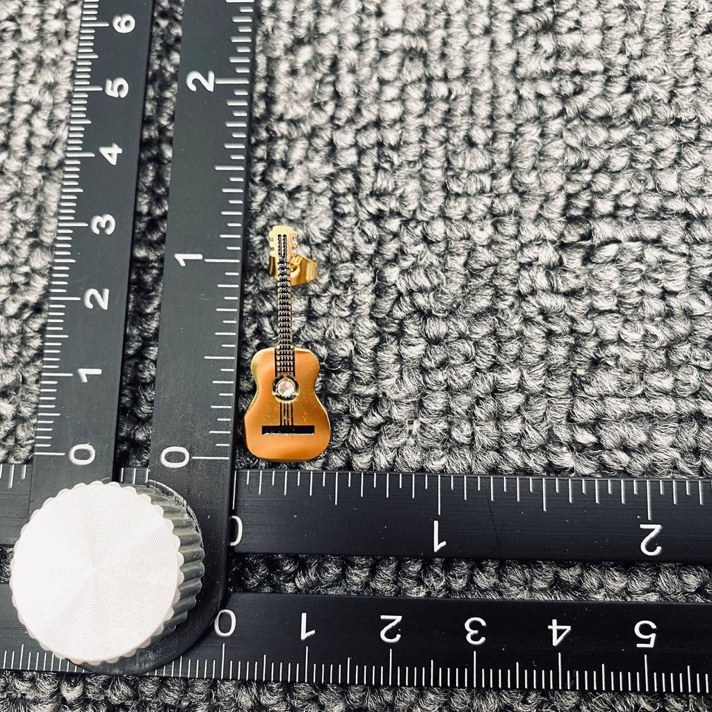 Tiny Gold Plated Guitar Earrings