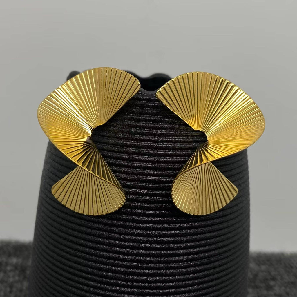 Twisted Scalloped Gold Plated Earrings