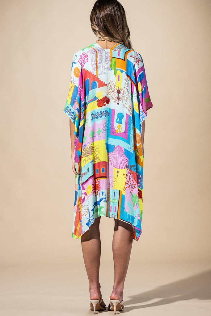 Coastal Pop Viscose Kimono