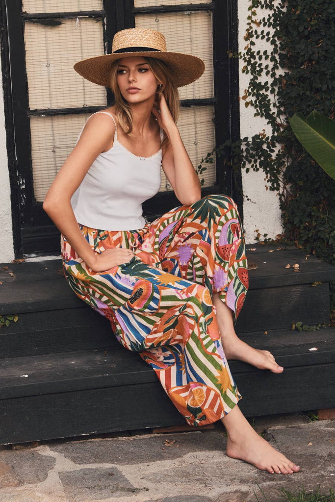 Fruit Medley Tropical Wide Leg Pants
