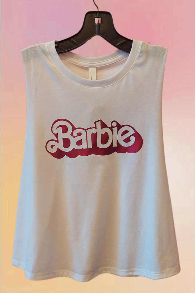 Metallic Barbie Crop Tank: White