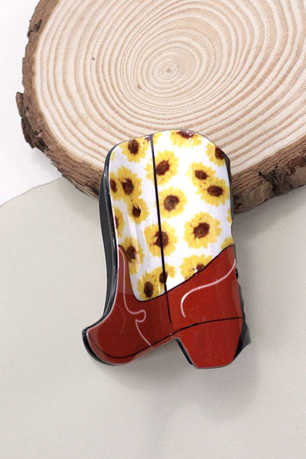 Cowboy Boot Hair Claw: Rawhide