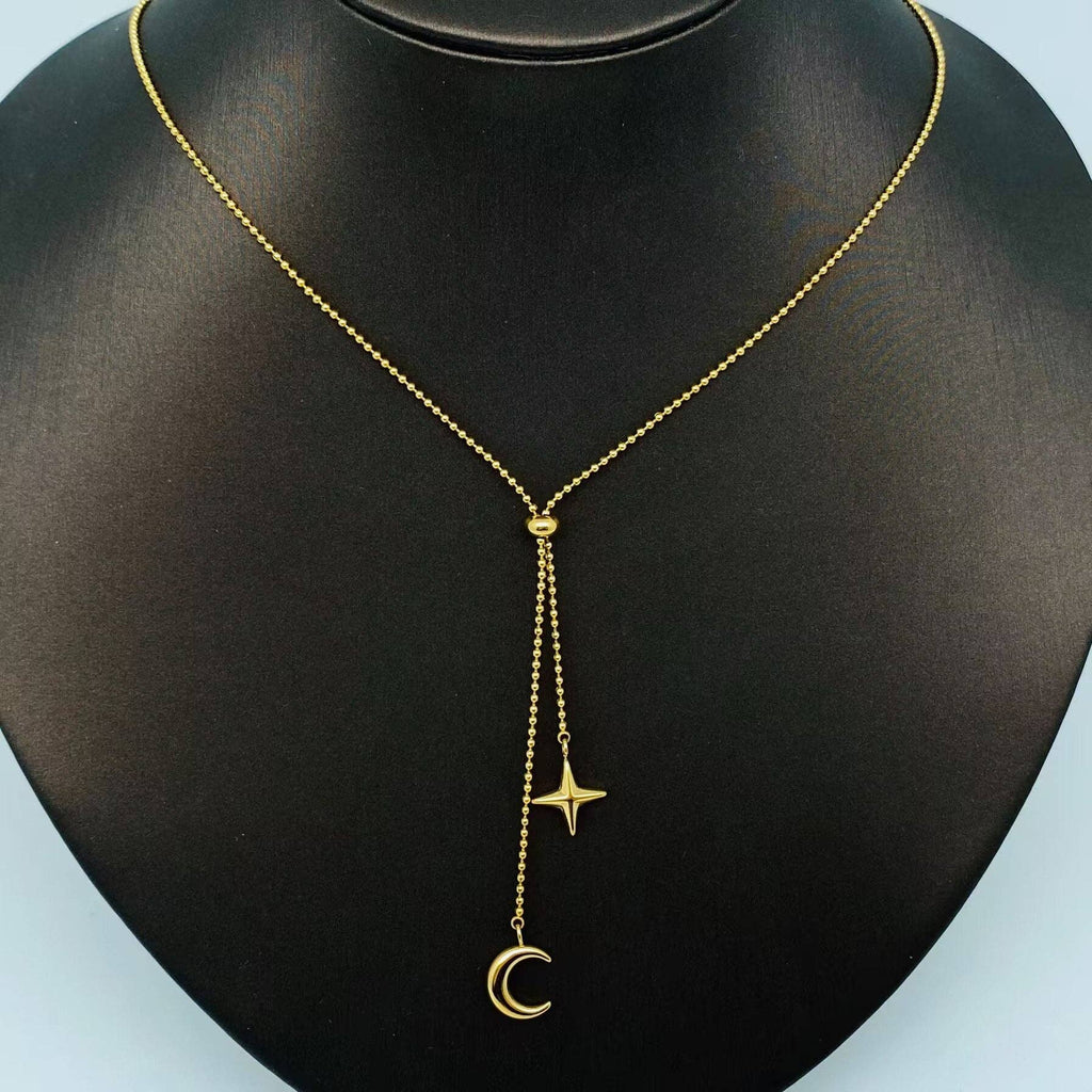 Star Moon Charm Gold Plated Necklace