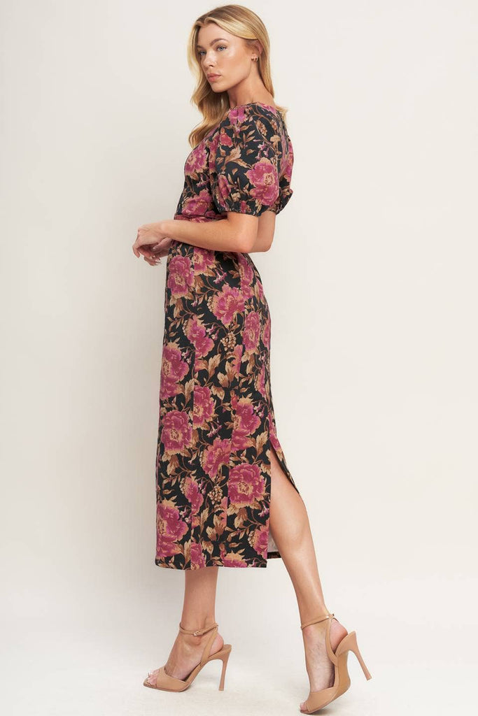 Floral Denim Pencil Dress