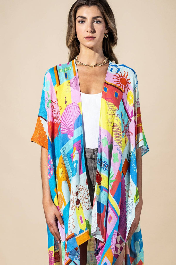 Coastal Pop Viscose Kimono