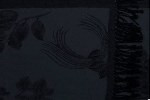 Silk Blend Floral Pashmina: Black