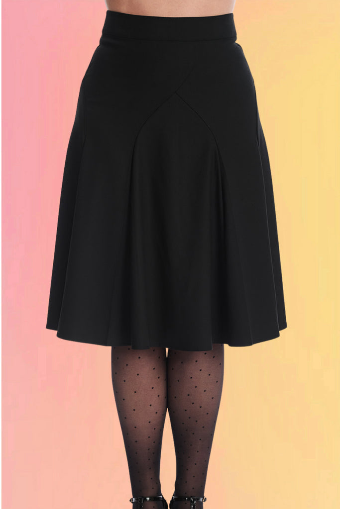 Classic Panel Swing Skirt: Black