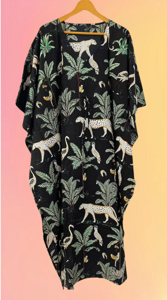 Black Jungle Cotton Caftan