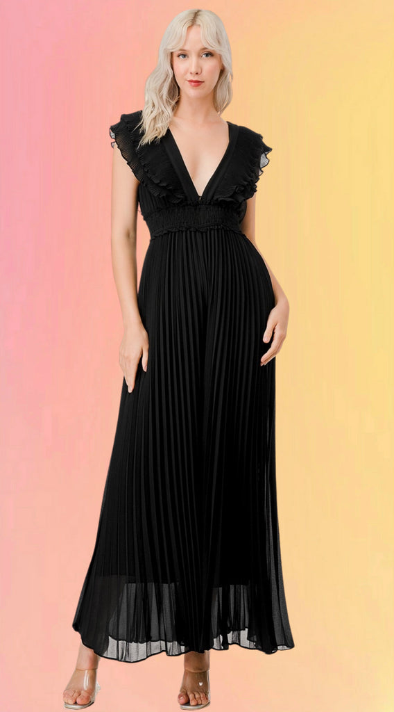 Raven Pleated Wide Leg Jumpsuit