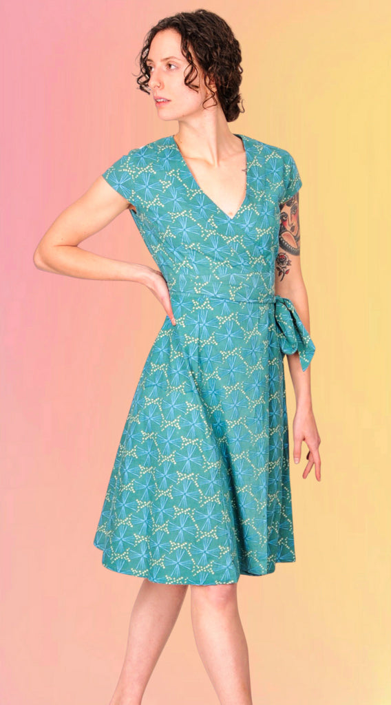 Aquamarine Cotton Wrap Dress