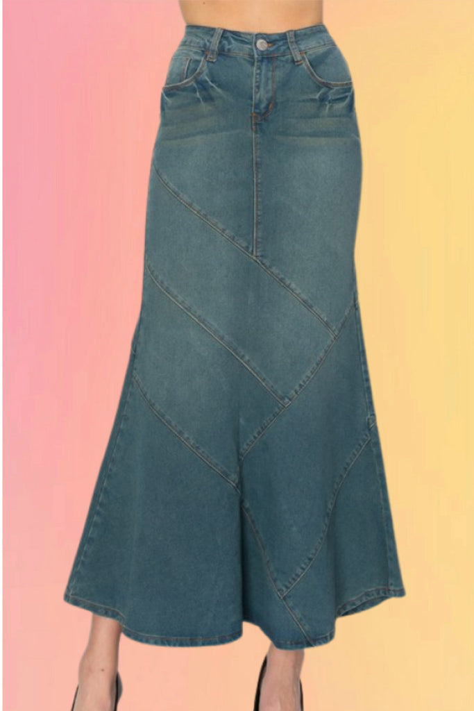 Mermaid Hem Denim Skirt