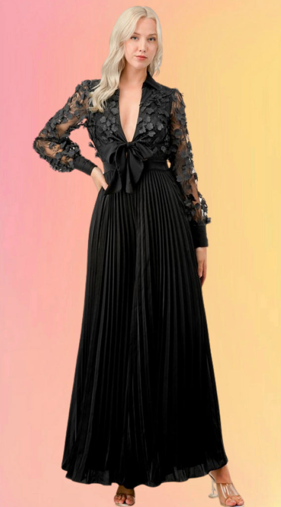 Raven Bouquet Pleated Jumpsuit