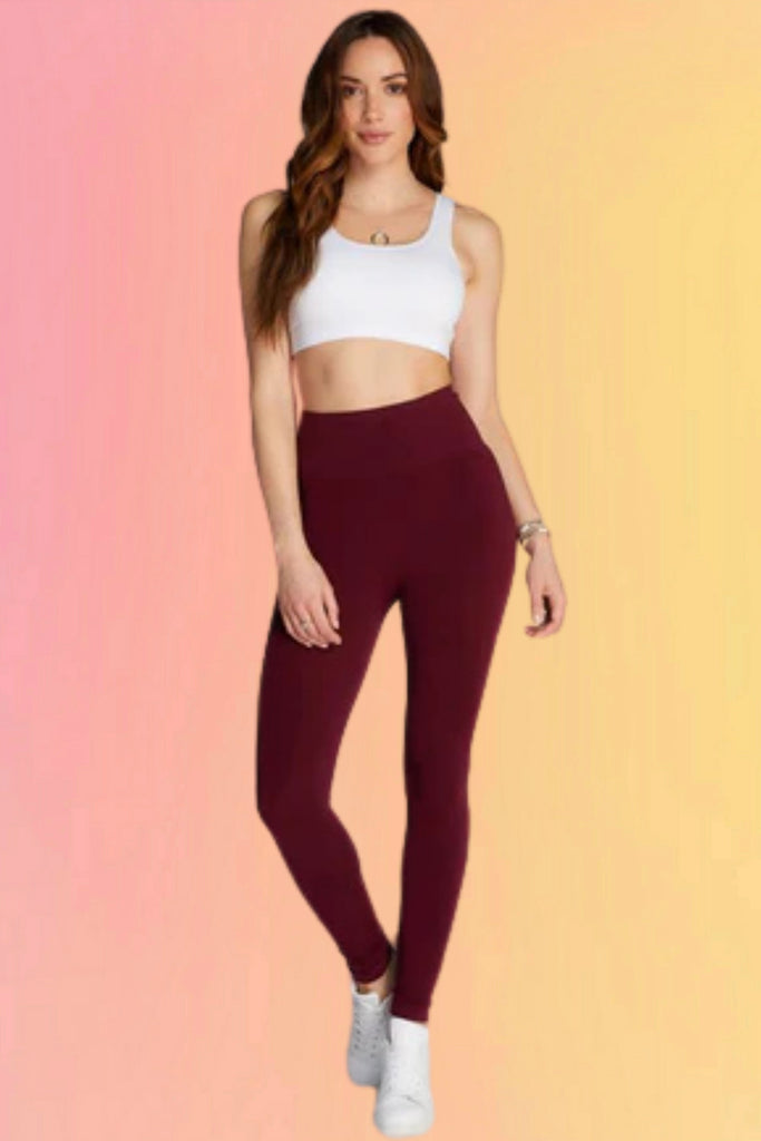 Hi-Waisted Bamboo Leggings: Burgundy
