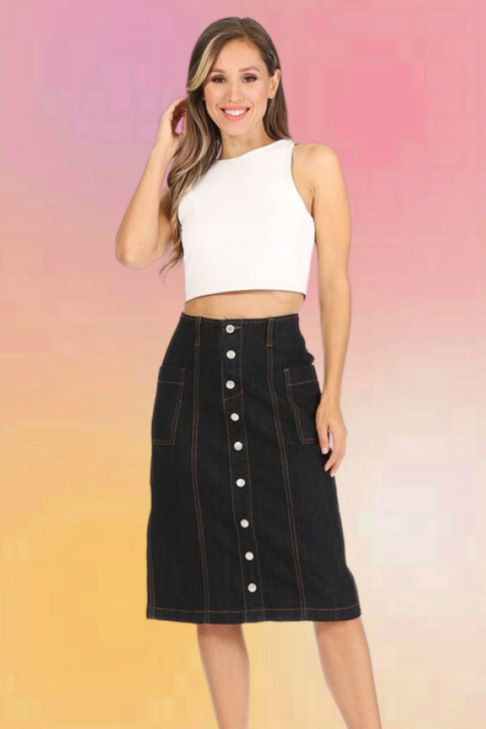Dark Denim Vintage Style Aline Skirt