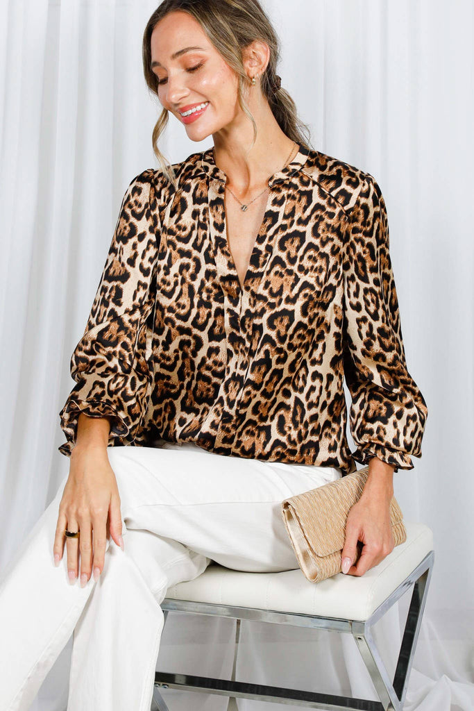 Silky Leopard Print Blouse
