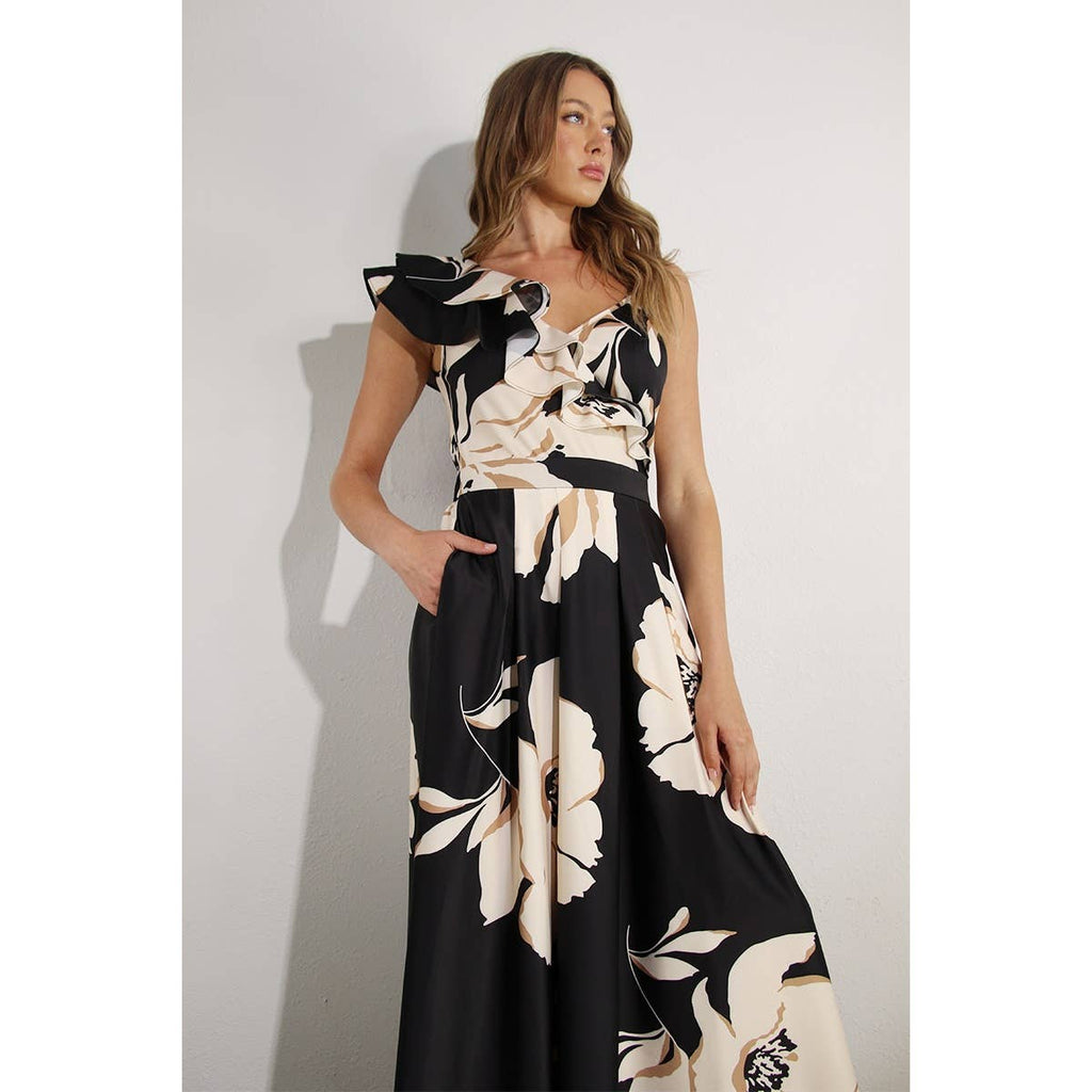 Jardin De Fleur Maxi Dress: Black