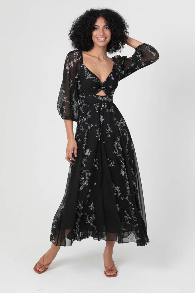 Santorini Sheer Godet maxi Dress