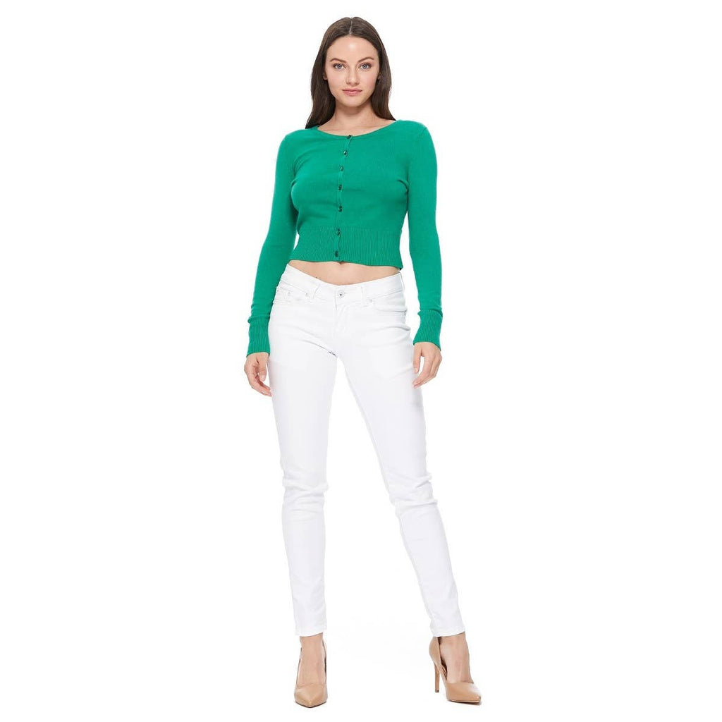 Long Sleeve Crewneck Cardi: Peacock