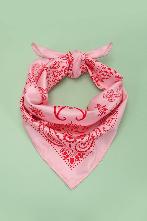 Pink Paisley Silky Bandana