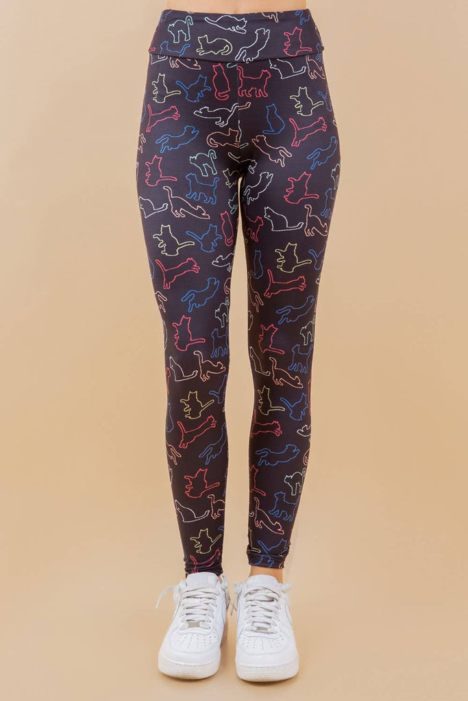 Colorful Cat Outline Leggings