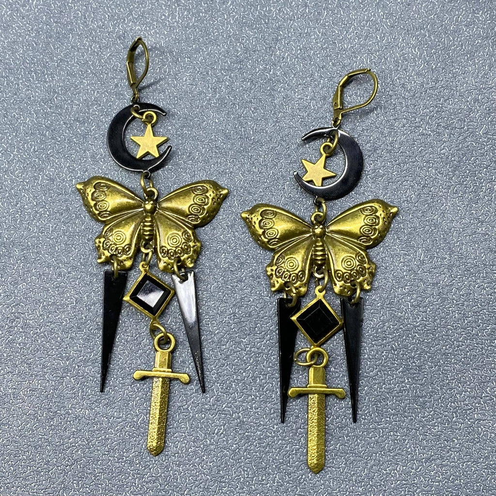 Bronze Butterfly & Sword Earrings