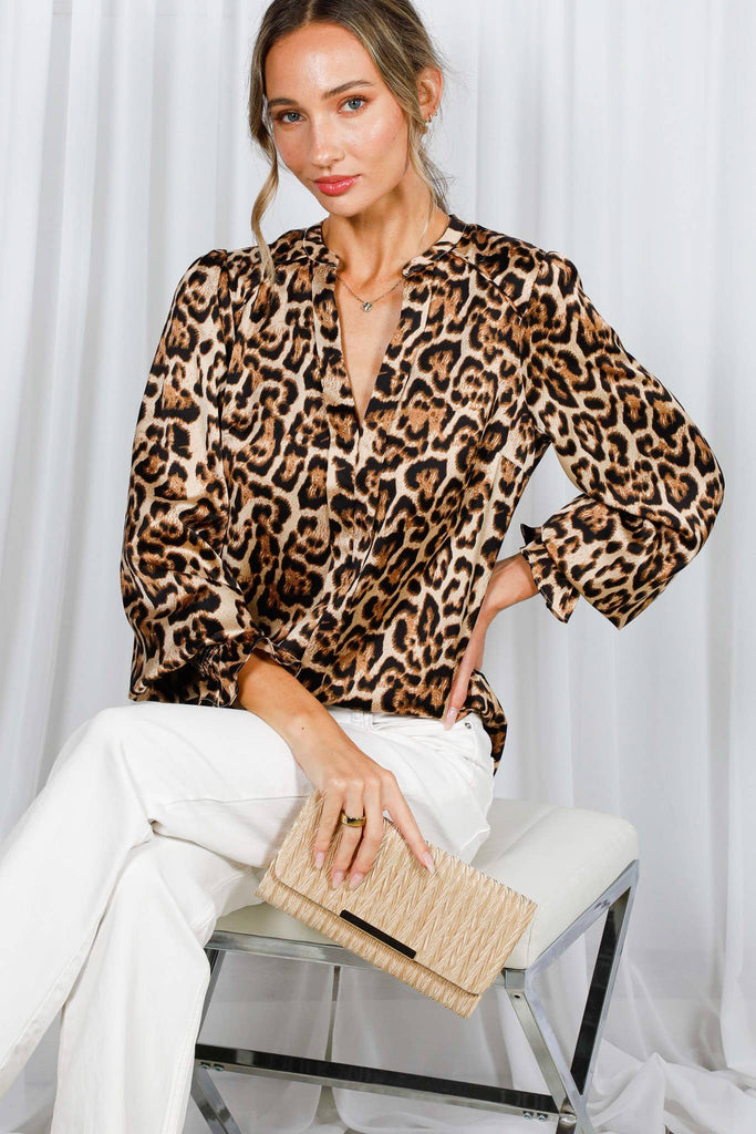 Silky Leopard Print Blouse