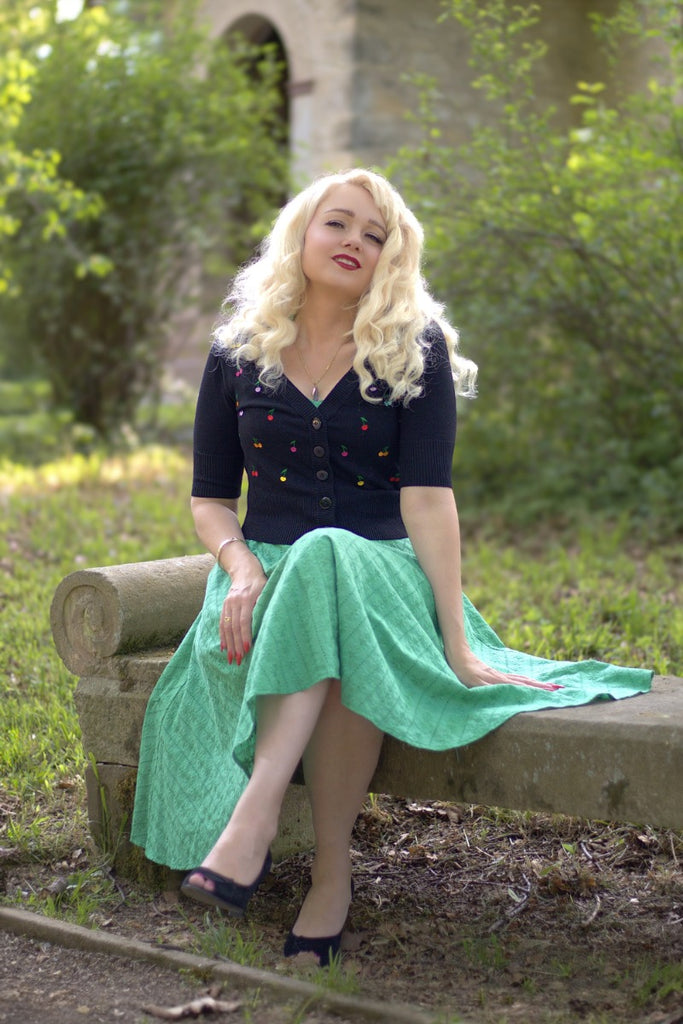 Rainbow Embroidered Cherries Cardigan